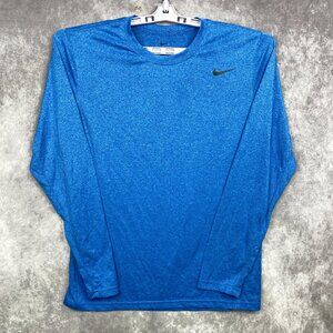 Nike Shirt Mens Medium  Blue Long Sleeve Dri Fit Training Fitness Top Tee